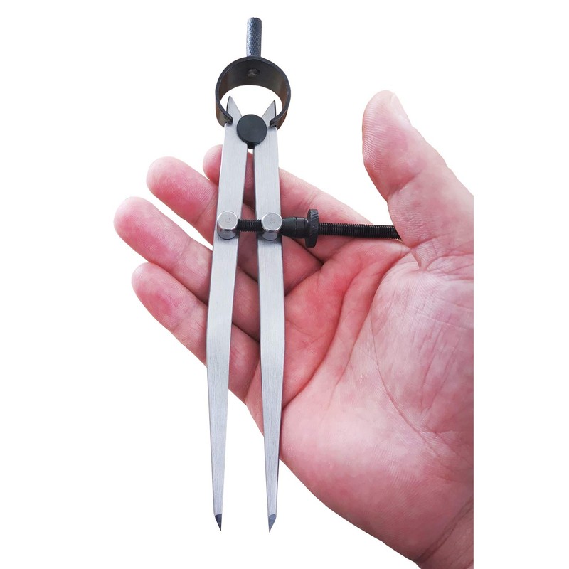 ZLKSKER 6 Inch Adjustable Lockable Steel Divider Wing Leather Compass