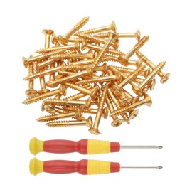 Electric Guitar Pickguard Screws, 50pcs Golden Pick Guards Scratch Plate Mounting Screws for Fender Bass Guitar, Screwdriver Included