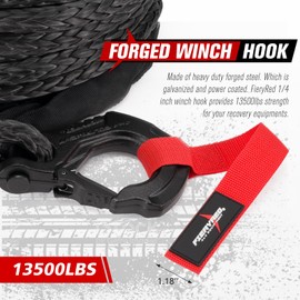 FIERYRED 3/16inch 50FT 8500LBS Synthetic Winch Rope Cable Kit with Forged Hook and Strap, Winch Line Replacement for 2000-3500LBS Winch Off-Road ATV UTV