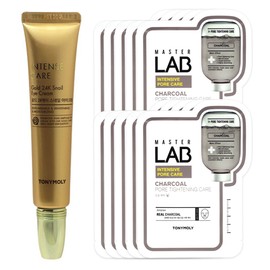 Tony Moly Intense Care Gold 24K Snail Eye Cream + Master Lab Charcoal Mask Sheet 10 sheets / 토니모리 인텐스 케어 골드 24K 스네일 아이크림+마스터랩 차콜 마스크시트 10매
