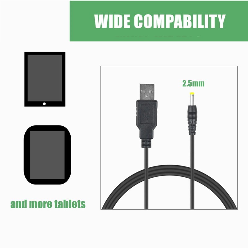 FITE ON USB DC Power Adapter Charger Cable Cord Compatible
