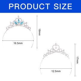 YOUZMY 2 Stücke Silberne Prinzessin Krone, Tiara mit Kristallen Krone, Haarreif für Mädchen und Damen, Kopfschmuck für Hochzeit, Geburtstag, Abschlussball, Party, Weihnachten und Karneval