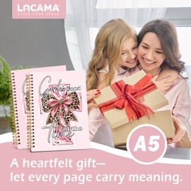 Lacama Christian Notebook, Pink Preppy God Is Good Notebook Bible Gift for Women, Prayer Journal for Woman, Scripture Leopard Print Hardcover Spiral Notebooks for School Office Supplies, 5.5x8.3 Inch