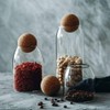MOLADRI 800ML/27Oz Clear Glass Storage Cute Canister Holder Ball Wood