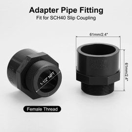 uxcell 5 Pcs 1-1/2" PVC Male Adapter Pipe Fitting Fit for SCH40 Slip Coupling Male to Male Threaded Pipe Coupling Connector with Sealing Tape, Socket x NPT Male, Dark Grey