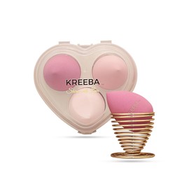 KREEBA Heart-Shaped Makeup Sponge Set – 3 Sponges + Eggshell Case | Includes Gift Holder | Vegan & Latex-Free