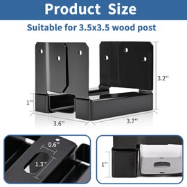 4x4 Post Base 10 PCS Post Bracket Inner Size 3.5"x3.5" Heavy Duty Metal Fence Post Anchor, Black Post Base for Concrete for Wood Deck Pergola Porch Railing Mailbox Support