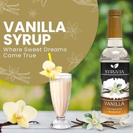 Syruvia 4 Pack Vanilla Syrup for Coffee – Smooth Vanilla Coffee Syrup Flavor, 25.4 fl oz, Kosher, Gluten Free, Perfect for Vanilla-Infused Coffee, Drinks, Desserts, and More, No Coloring,