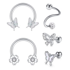 AceFun 16G Piercing Tragus Helix Cartilage Cartilage Earring Bars Horseshoe Rings Flower Butterfly Stainless Steel Opal Diamond Lip Daith Conch Piercing Stud Earrings Hoop Earrings 6 mm 8 mm Women Men