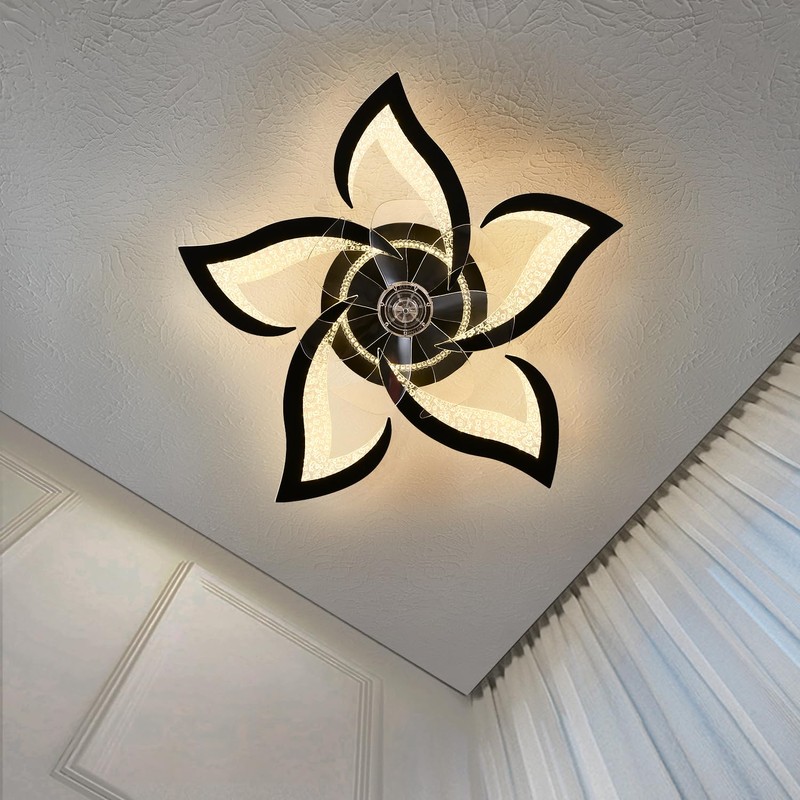 haodengshi 27" Black Geometric Ceiling Fan Lights with Remote, 6