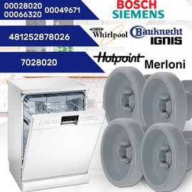 4 Pieces of Wheels for Dishwasher Basket with the Original Code 00028020 00049671 00066320 481252878026 7028020 for Bosch - Warranty 10 Years - MONTERAL
