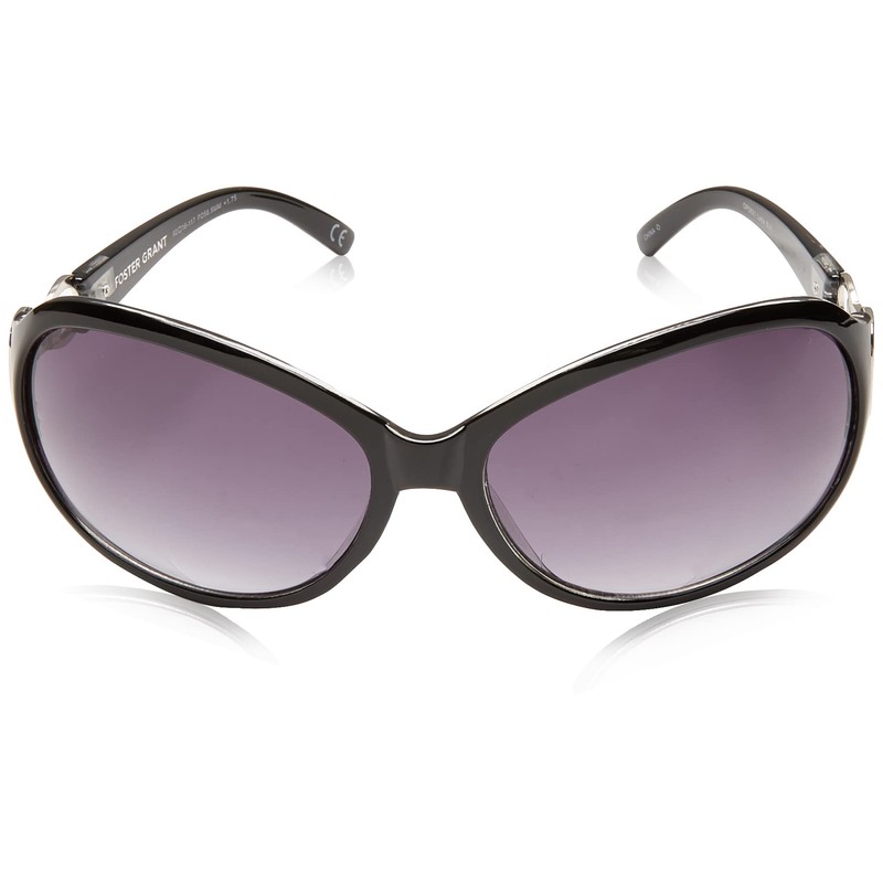 Foster Grant Gafas de lectura ovaladas para mujer, Negro/Transparente, 62