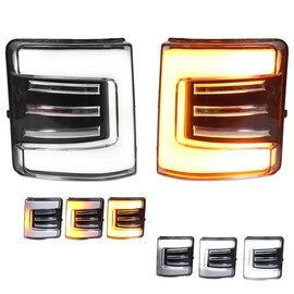 VANKUB Sequential Switchback LED Side Mirror Turn Signal Lights for 2008-2016 Fo-rd F250 F350 F450 F550 Super Duty, Clear Lens Side Marker Blinker Mirror Lights, Amber White Dynamic Side Mirror Lamp