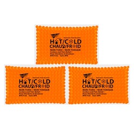 ICY-COOLS Multi-Use Bead Gel Ice Packs for Injuries Reusable and Long Lasting (3 Pack) for Hot or Cold Therapy or as Cooler Ice Packs, (Orange)