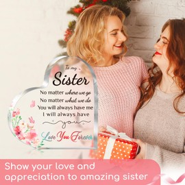 Brikabia Christmas Gifts for Sister, Sister Gifts from Sisters, Engraved Acrylic Block Puzzle 3.9x3.3 inch - Happy Birthday Gifts for Sister, Sister Gifts from Sisters Brothers, Unique Gifts for Sisters Adult