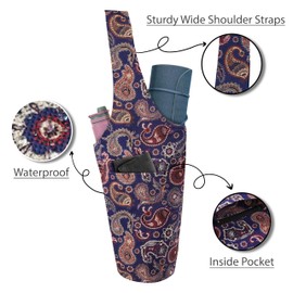 jswuffx Yoga Mat Bag Yoga Tote Bag with Large Pocket and Zipper Pocket Yoga Mat Bag Carrier Fit Most Size Mats and All You Stuff (dark purple)