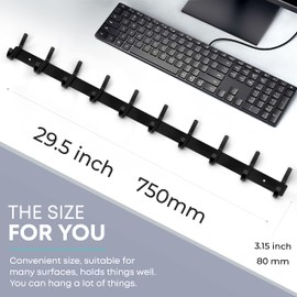 SAYONEYES Matte Black Coat Rack Wall Mount – 30 Inch Stainless Steel Hook Rail with 10 Double Coat Hooks – Wall Mounted Entryway Organizer for Coats, Hats, Bags, Towels, Robes, Closet or Bathroom