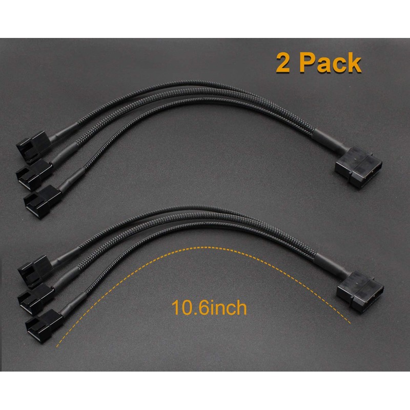 2 Pack Molex to 3 Pin or 4 Pin Fan