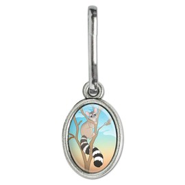 Ring-tailed Cat Antiqued Oval Charm Clothes Purse Suitcase Backpack Zipper Pull Aid