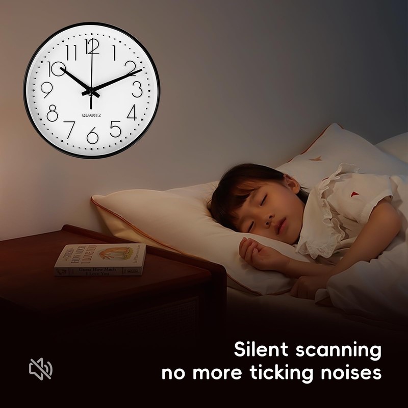 Gentpovth 8 Inch 20 cm Wall Clock, No Ticking Noise,