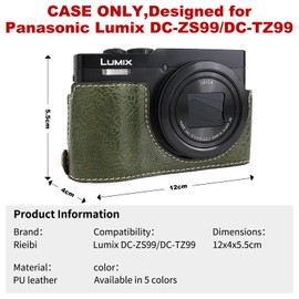 Rieibi TZ99 Camera case, PU Leather Camera Case for Panasonic Lumix DC-TZ99 Digital Camera, Detachable Protective Case with Adjustable Shoulder Strap, Beauty Cover