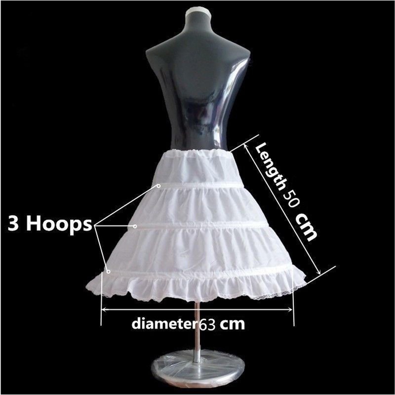 LYSINK Kids Petticoat Single Layer Solid White 3 Hoop Ruffle