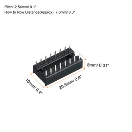 sourcing map DIP IC Chip Socket Adapter Flat Pin 16P 2.54 mm Pitch IC Socket for PCB Board Chip, Pack of 30