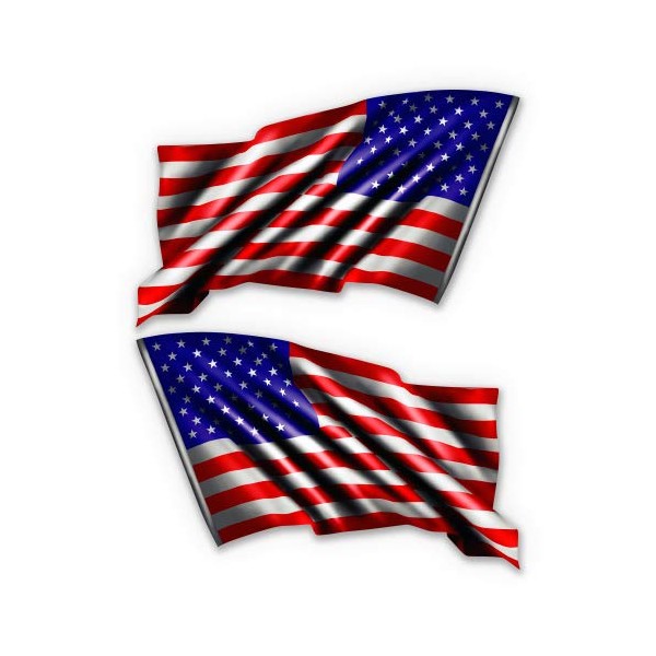 GT Graphics American Flags Waving - 14" Each - Large Size Vinyl Stickers - for Truck Car Cornhole Board