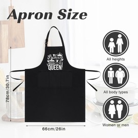 Jiusely Funny Baking Apron for Women, Baking Queen Cooking Apron with 3 Pockets, Unisex Waterproof Kitchen Apron for Baker,