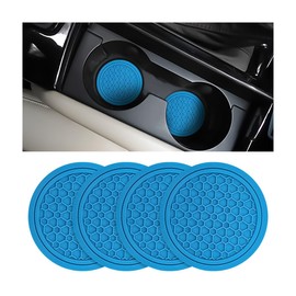 Mandark 4PCS Car Cup Holder Coasters, 2.75 Inch Non-Slip Insert Water Bottle Holder Pads, Dustproof Automotive Interior Accessories Mat, Universal for Vehicles, Trucks, RVs and More (Light Blue)