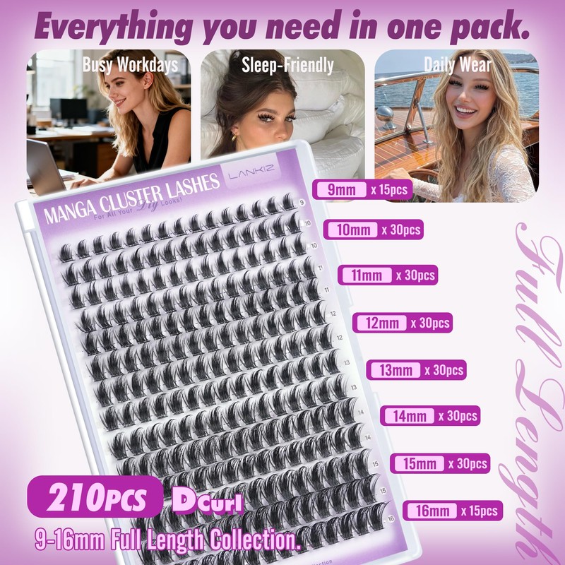 Manga Cluster Lashes Extension Set for DIY Eyelash Extensions, Spiky