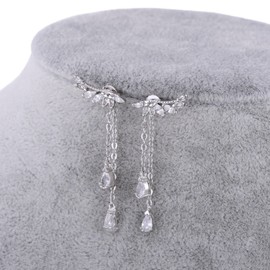 QUKE 925 Sterling Silver Angel's wings Cubic Zirconia Crystal Dangle Ear Cuff Climber Earring for Girls Women