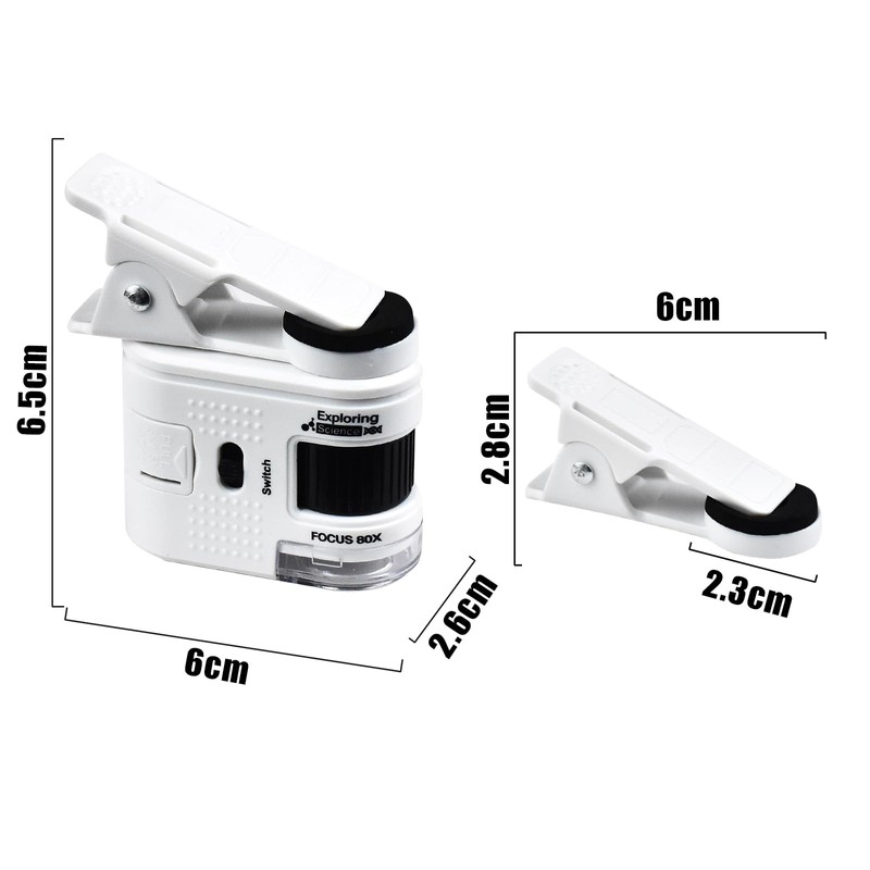 LALASTYLE 80x Portable Microscope Pocket Handheld Mini Microscope with LED