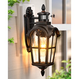 VIANIS Outdoor Motion Sensor Light, Oil Rubbed Bronze Porch Lights Outdoor Lantern, 16.4" H Dusk to Dawn Outdoor Lighting, 100% Aluminum Exterior Lighting Fixtures for House, Garden, Patio