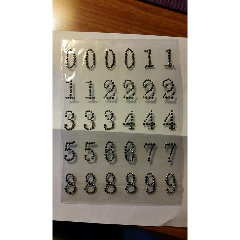 CraftbuddyUS 30pcs Self Adhesive AB Black Crystal Diamante Rhinestone Numbers
