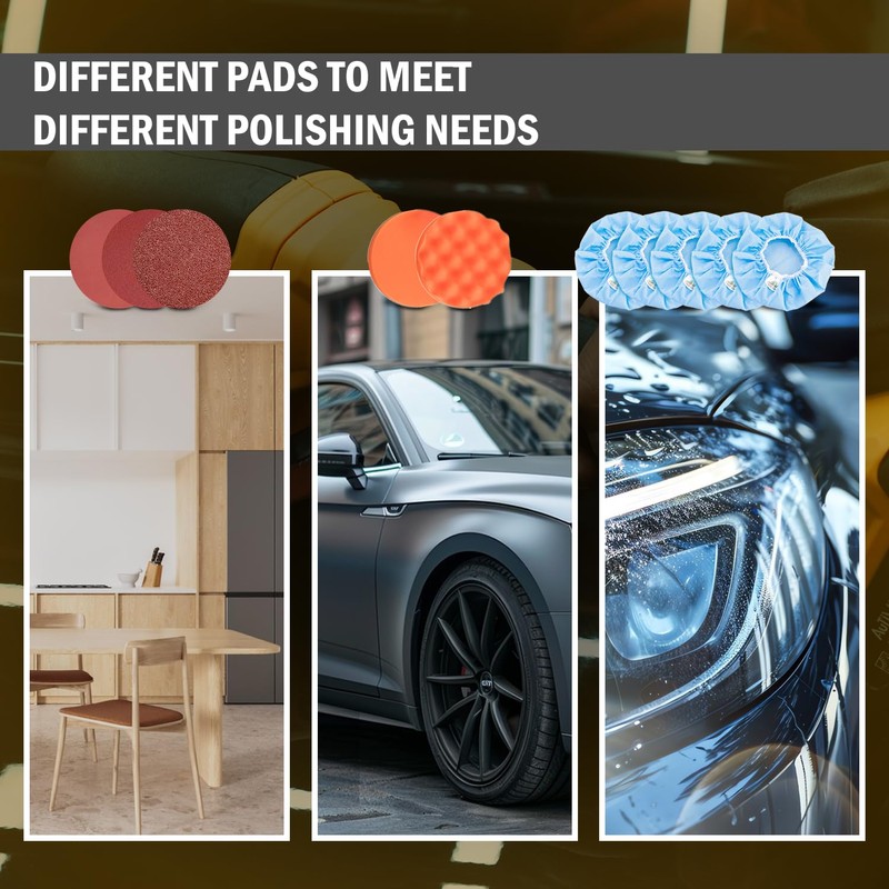 AUTIWOZ Cordless Car Buffer Polisher, 2x2000mAh 21V Batteries 5 Inch