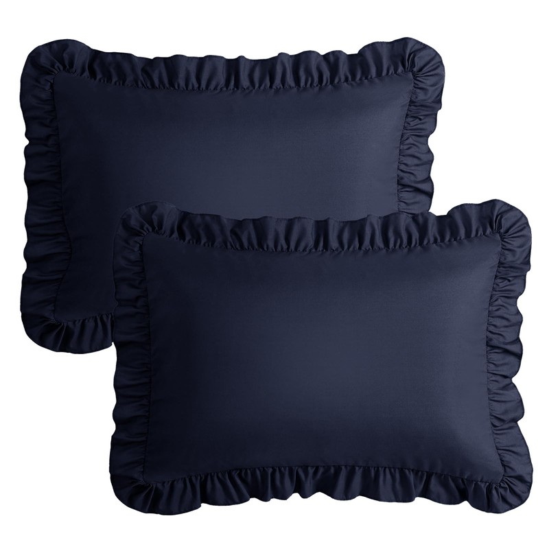 KKJIAF Ruffle Pillow Cases Queen Size Set of 2, Ruffled