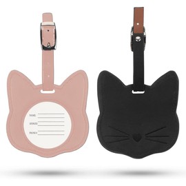 AFCJLTO Set of 2 Cat Luggage Tags with Address Tags - Name Tags for Suitcases and Luggage - Individual Suitcase Lettering for Easier Recovery - Ideal Travel Companion