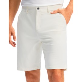 Soothfeel Men's Golf Shorts with 5 Pockets Stretch Lightweight Quick Dry 9 Inch Flat Front Casual Work Dress Shorts for Men (Bone, 36)