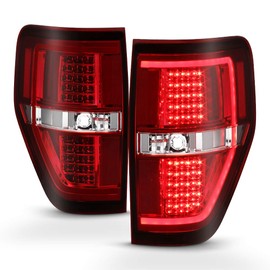 ACANII - For 2009-2014 Ford F150 Pickup Truck Red Clear LED Light Tube Tail Lights Lamps Assembly Set Driver & Passenger