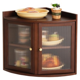 Baveke Bread Box for Kitchen Countertop, Corner Bread Box & Bamboo Breadbox, Large Bread Storage with Double Layer, Vintage Storage for Homemade Bread, Rustic Brown
