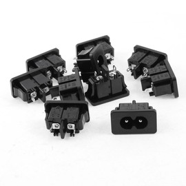 sourcing map 10 Pcs Panel Mount Male IEC320 C8 Power Socket AC 250V 2.5A