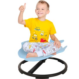 GCCSJ Kids Swivel Chair, Sensory Toys Chair, Sit and Spin Toys, Light Blue Non-Slip Metal Base Wobble Chair for Toddlers Sit and Spin with Autism, Spin Sensory Chair Improving Physical Coordination