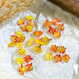 30Pcs Fall Nail Art Charms Autumn Leaves Nail Charms Mixed Colors Leaf Nail Supplies Maple Leaf Sycamore Leaf Ginkgo Leaf Fallen Leaf Nail Art Accessories Thanksgiving Nail Art Decorations for Women
