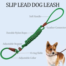MayPaw Slip Lead Control Leash for Dogs No Pull, 13+ Colors Classic Dog Leash 7FT Pet Slip Leash, 1/4” Rope Leash for Small Medium Animals (7ft*1/4", Dark Green)