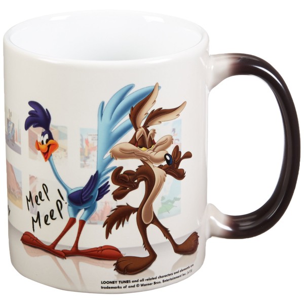 Morphing Mugs Looney Tunes (Wile E Coyote and Road Runner) Ceramic Mug, Black
