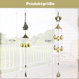 EULAPGOE 2 PCS Wind Chimes, Vintage Metal Wind Chime Bells Chinese Feng Shui Lucky Bell Hanging Ornament for Home Outdoor Indoor Decor Garden Hanging Good Luck Blessing
