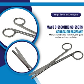 Multipurpose Mayo Dissecting Scissors with Blunt/Blunt Blades Made of Stainless Steel Shears Suitable for Students, Labs & Training Centres (5.5" - Straight)