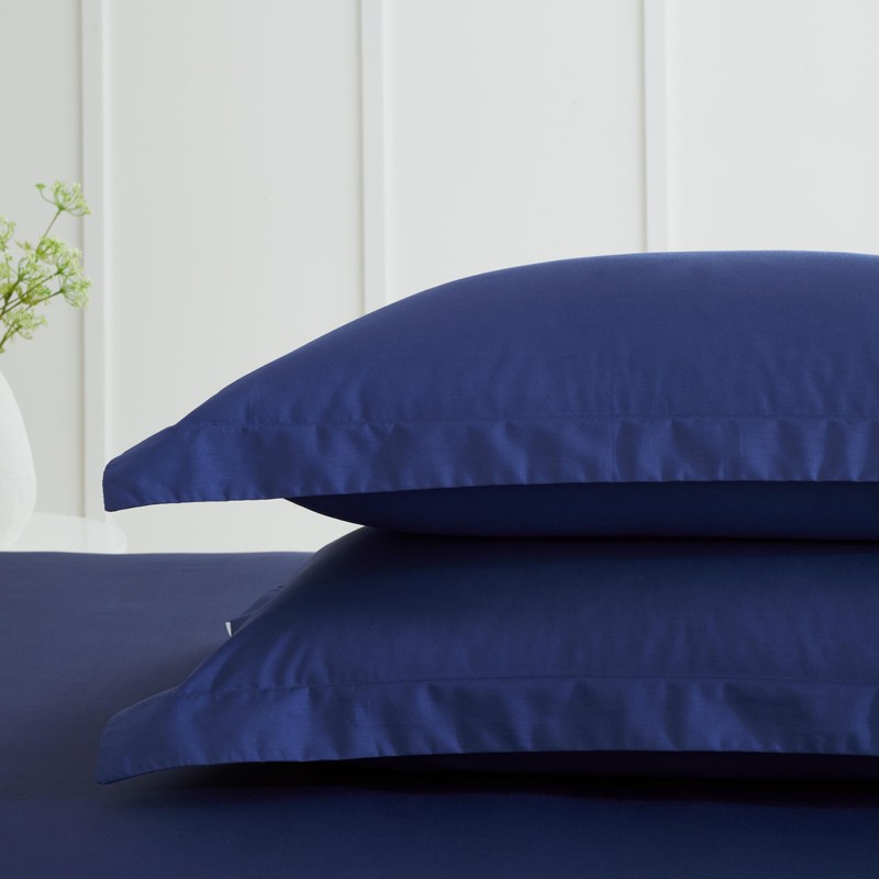Bianca 200 Thread Count Cotton Percale Oxford Pillowcase Pair Navy