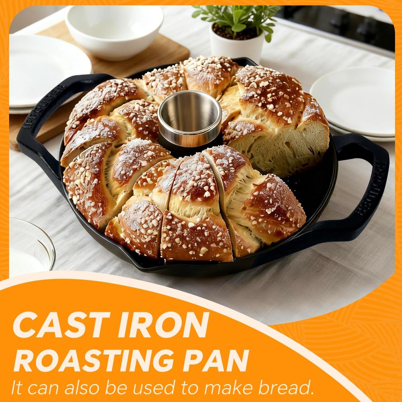 IPROUDER Cast Iron Chicken Roaster, Pre-Seasoned Vertical Poultry Roaster with